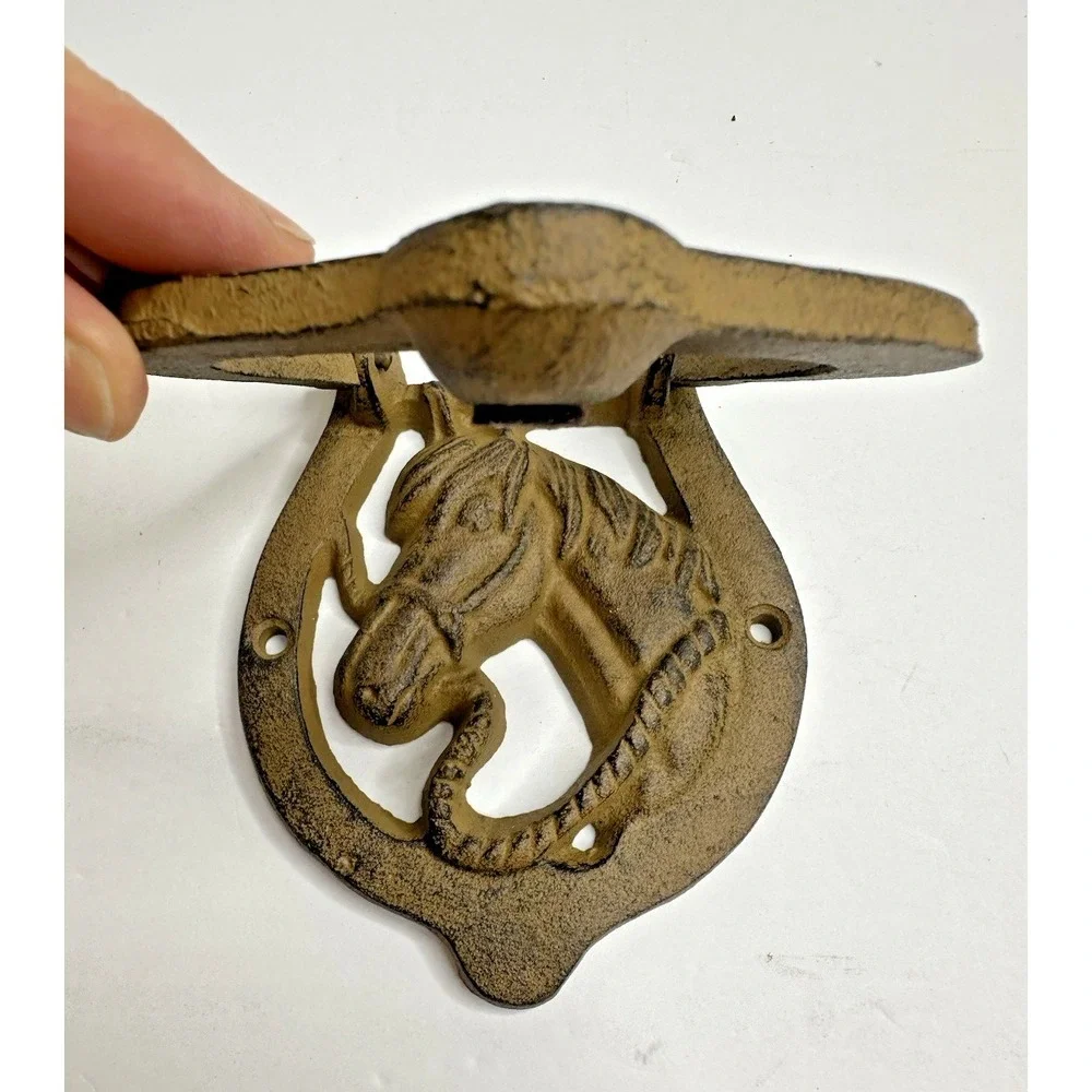 Door Knocker Cast Iron Horse And Horseshoe Good Luck 5.5